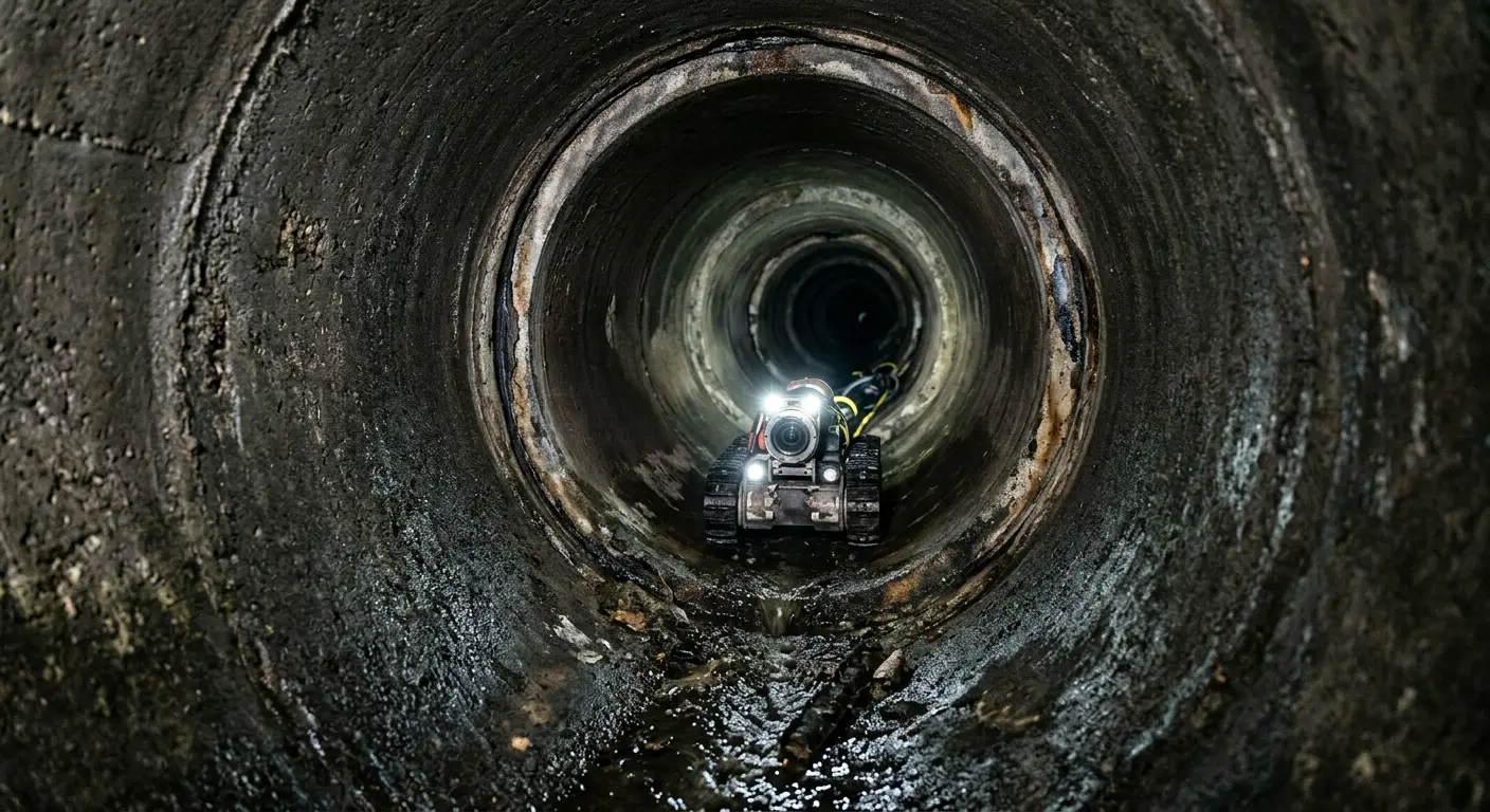 Robotic sewer camera inspecting pipe interior for Drain Snake Service in Brighton